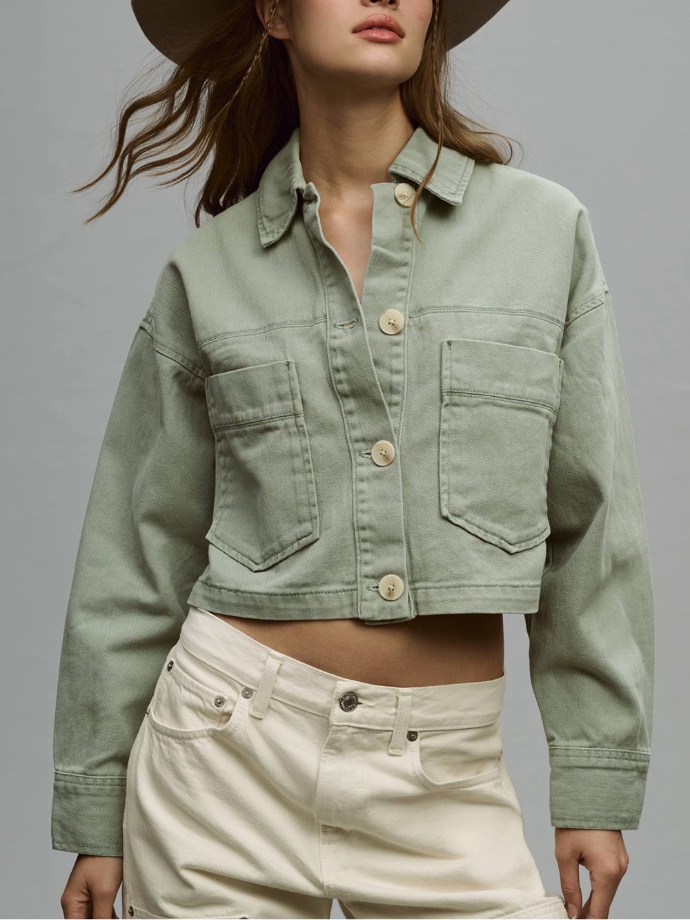 BLANKNYC Aqua Foam Utility Cropped Jacket